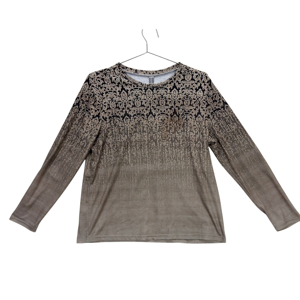 Noracora Womens M Bohoemian Damask Print Crewneck Ombre Casual Soft